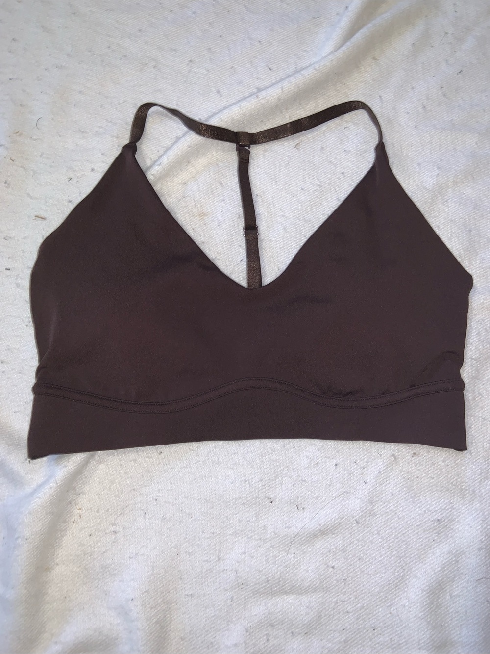Buff Bunny  Wire-free  T-Back Bralette - sports bra Chocolate Brown size large